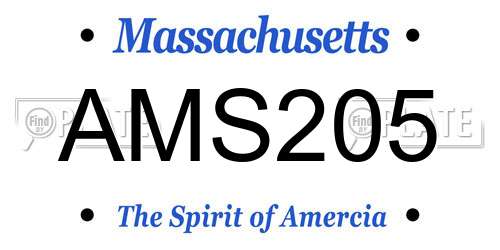 AMS205 Massachusetts License Plate