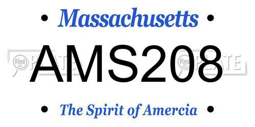 AMS208 Massachusetts License Plate