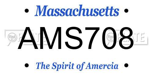 AMS708 Massachusetts License Plate