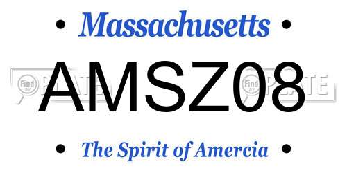 AMSZ08 Massachusetts License Plate