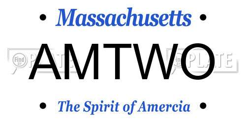 AMTWO Massachusetts License Plate