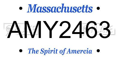 AMY2463 Massachusetts License Plate