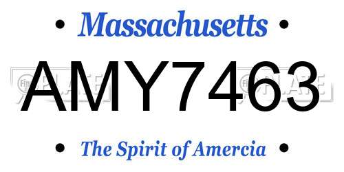 AMY7463 Massachusetts License Plate