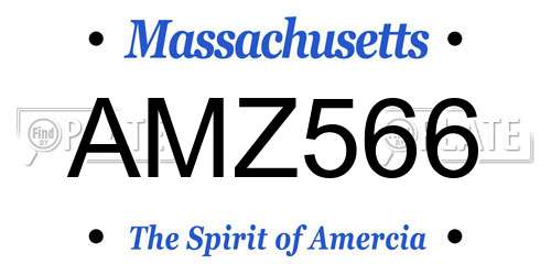 AMZ566 Massachusetts License Plate