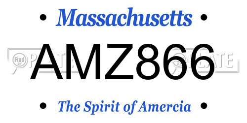 AMZ866 Massachusetts License Plate