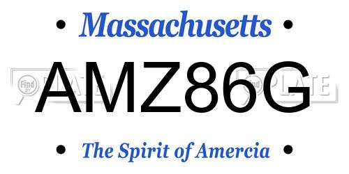 AMZ86G Massachusetts License Plate