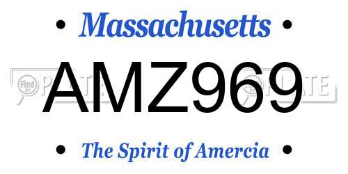 AMZ969 Massachusetts License Plate