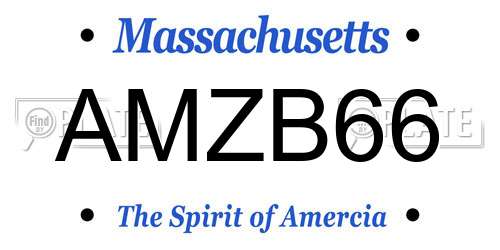 AMZB66 Massachusetts License Plate