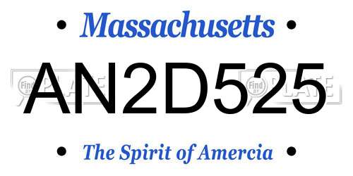 AN2D525 Massachusetts License Plate