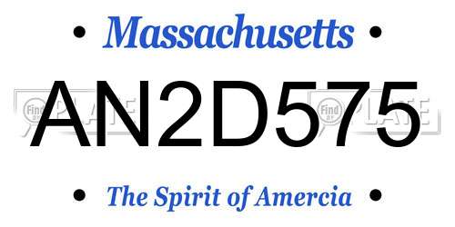 AN2D575 Massachusetts License Plate