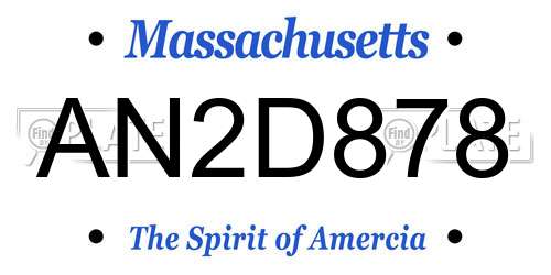 AN2D878 Massachusetts License Plate
