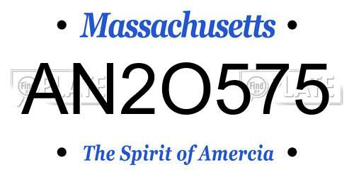 AN2O575 Massachusetts License Plate