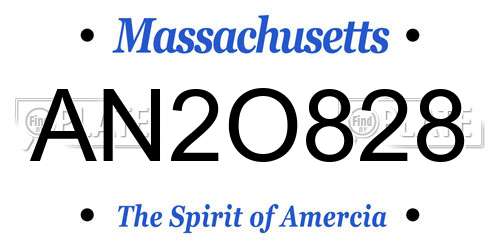 AN2O828 Massachusetts License Plate