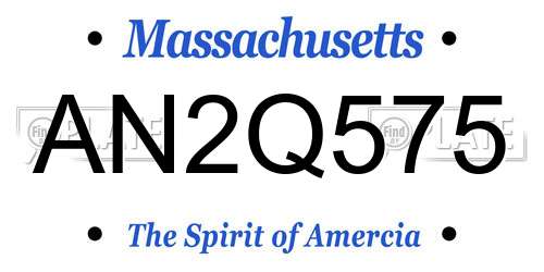 AN2Q575 Massachusetts License Plate