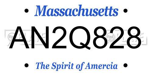 AN2Q828 Massachusetts License Plate
