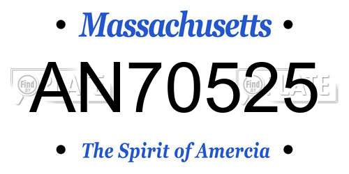 AN70525 Massachusetts License Plate