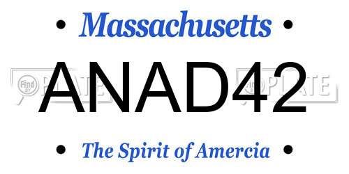 ANAD42 Massachusetts License Plate