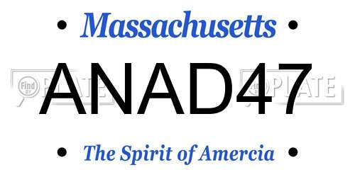ANAD47 Massachusetts License Plate