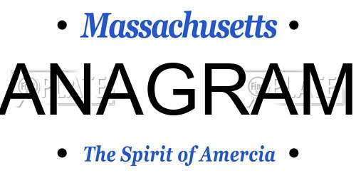 ANAGRAM Massachusetts License Plate