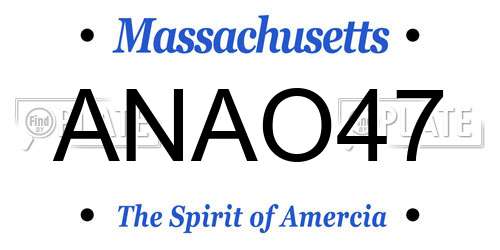 ANAO47 Massachusetts License Plate