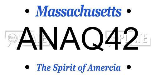 ANAQ42 Massachusetts License Plate