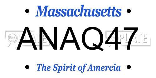 ANAQ47 Massachusetts License Plate