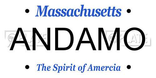 ANDAMO Massachusetts License Plate