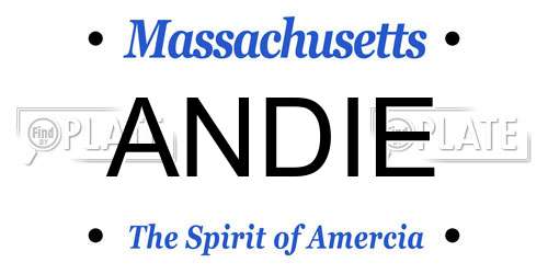 ANDIE Massachusetts License Plate