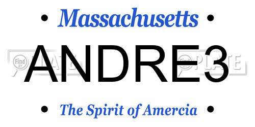 ANDRE3 Massachusetts License Plate