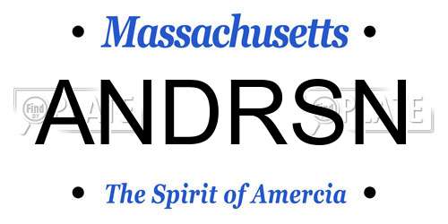 ANDRSN Massachusetts License Plate