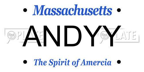 ANDYY Massachusetts License Plate