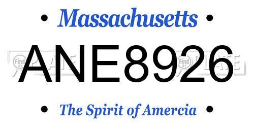 ANE8926 Massachusetts License Plate
