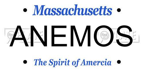 ANEMOS Massachusetts License Plate