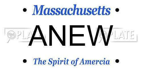 ANEW Massachusetts License Plate