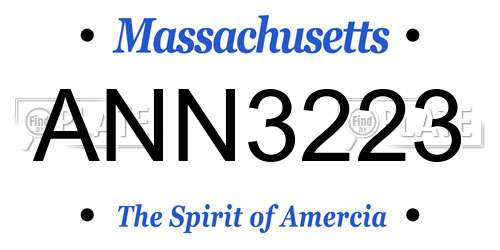 ANN3223 Massachusetts License Plate