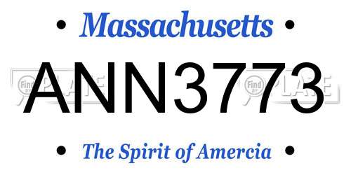 ANN3773 Massachusetts License Plate