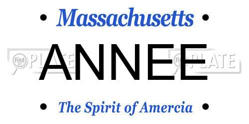 ANNEE Massachusetts License Plate