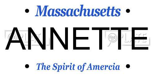 ANNETTE Massachusetts License Plate