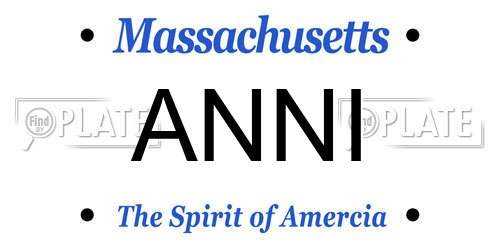 ANNI Massachusetts License Plate