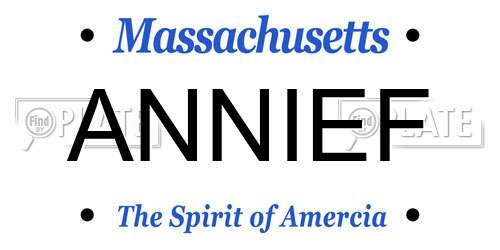 ANNIEF Massachusetts License Plate