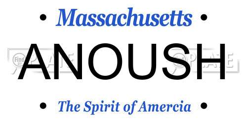 ANOUSH Massachusetts License Plate