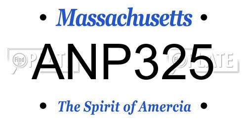 ANP325 Massachusetts License Plate