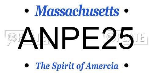 ANPE25 Massachusetts License Plate