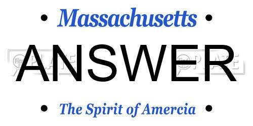ANSWER Massachusetts License Plate