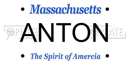 ANTON Massachusetts License Plate