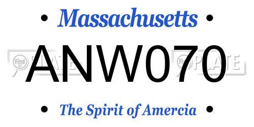 ANW070 Massachusetts License Plate