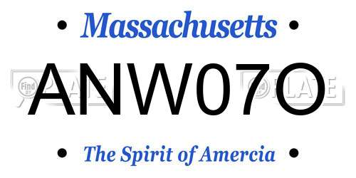 ANW07O Massachusetts License Plate