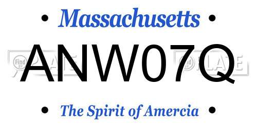 ANW07Q Massachusetts License Plate