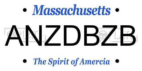 ANZDBZB Massachusetts License Plate