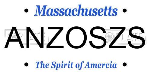 ANZOSZS Massachusetts License Plate